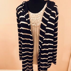 🔥HOST PICK🎉 navy /white tie sweater hooded